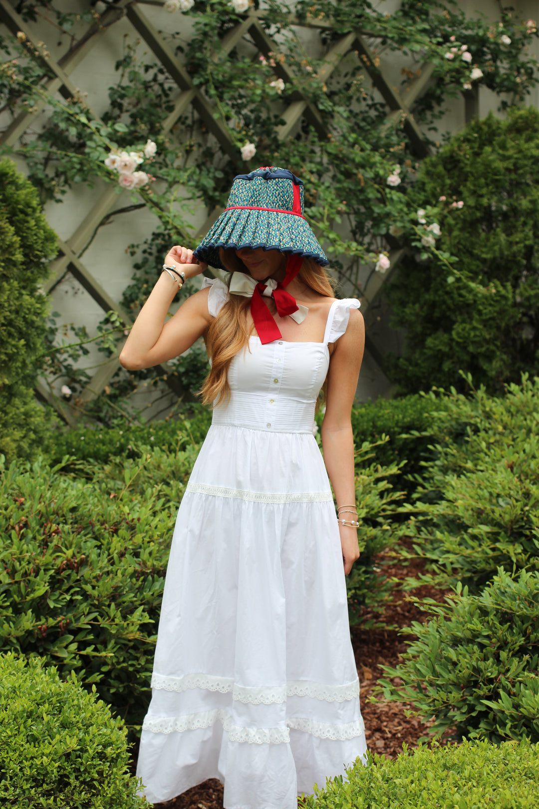 Lace Trim Tiered Detail Ruffle Strap Midi Dress