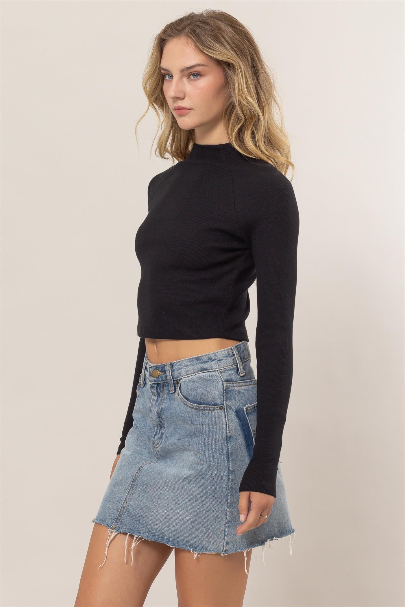 Cropped Mock Neck Turtleneck