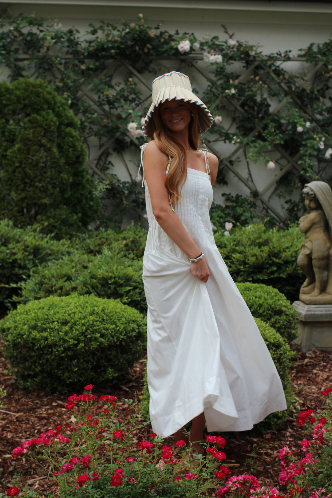 Ivory Grace Pleated Detail Dress