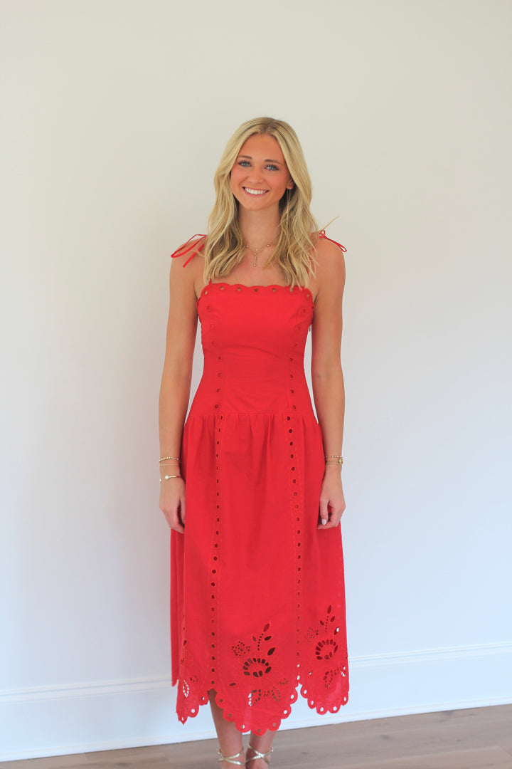 Scarlett Eyelet Midi Dress