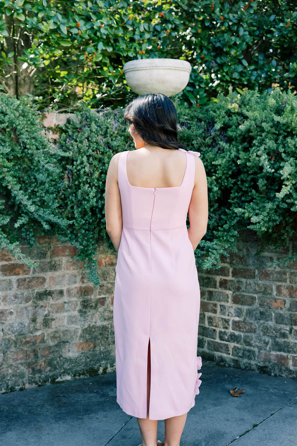 Hand-Studded Floral Appliqué Dress