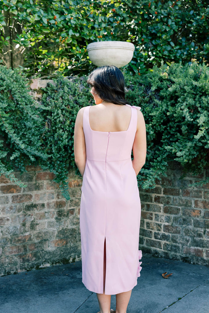 Hand-Studded Floral Appliqué Dress