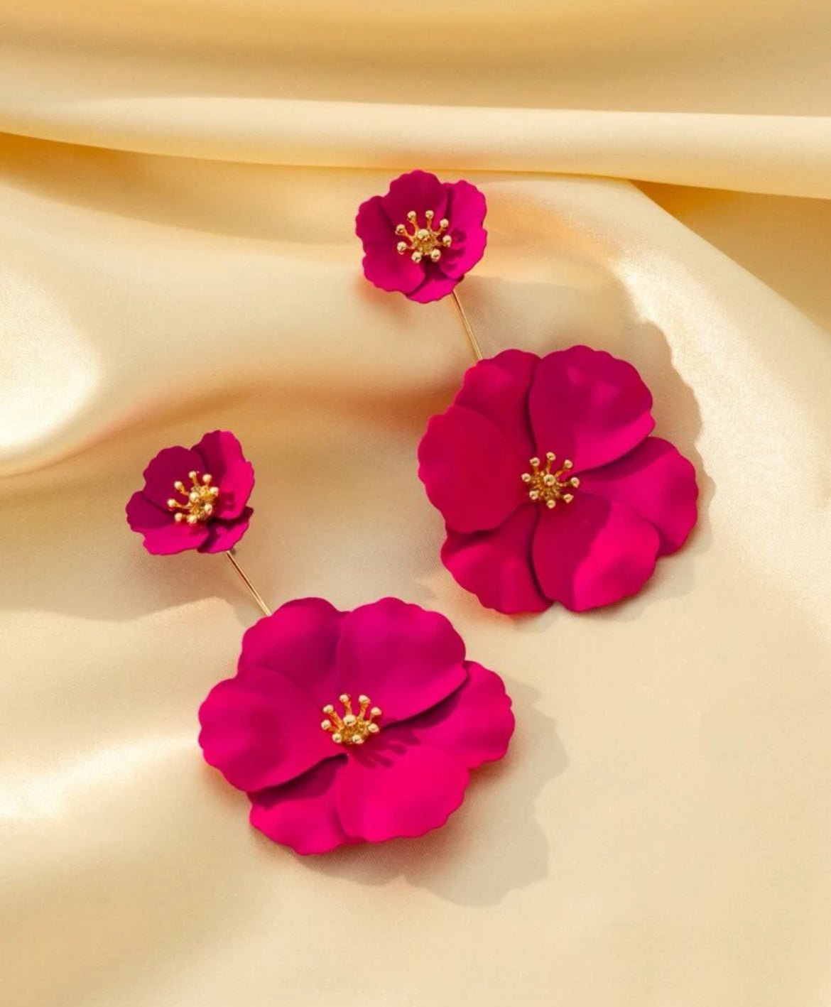 3-D Flower Drop Earring
