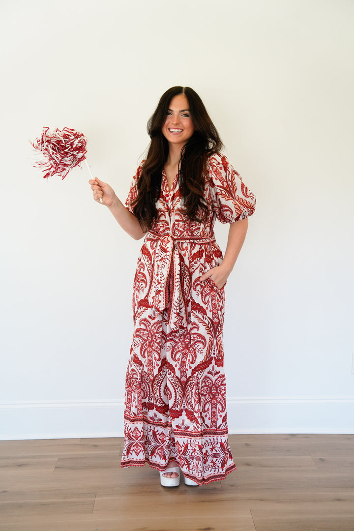 Off-White Tropical Cameo Belted Maxi Dress