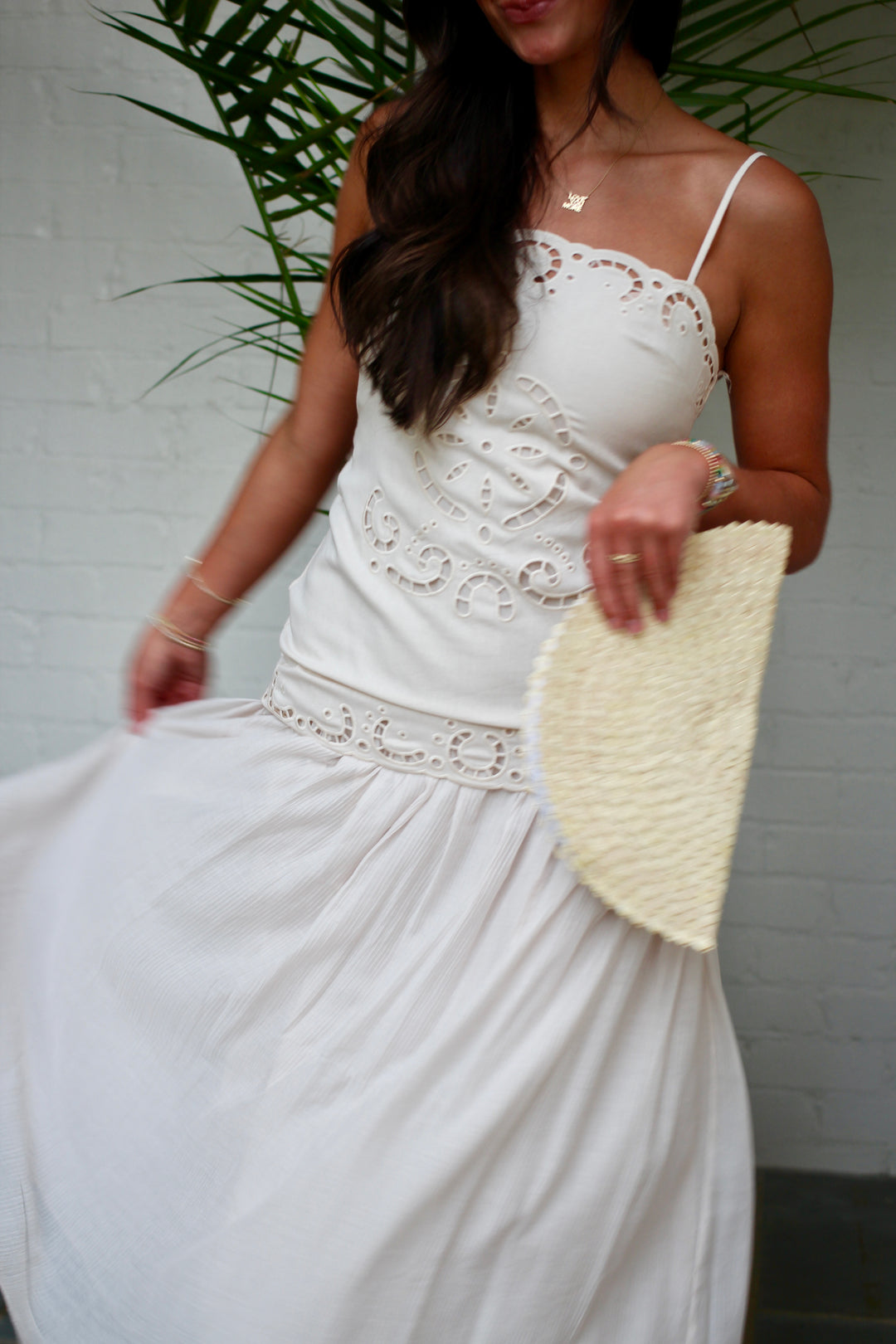 Eyelet Drop Waist Maxi Dress