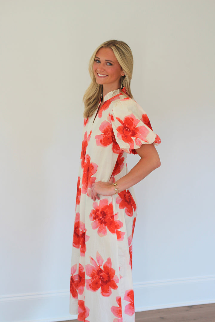 Puff Sleeve Midi Dress