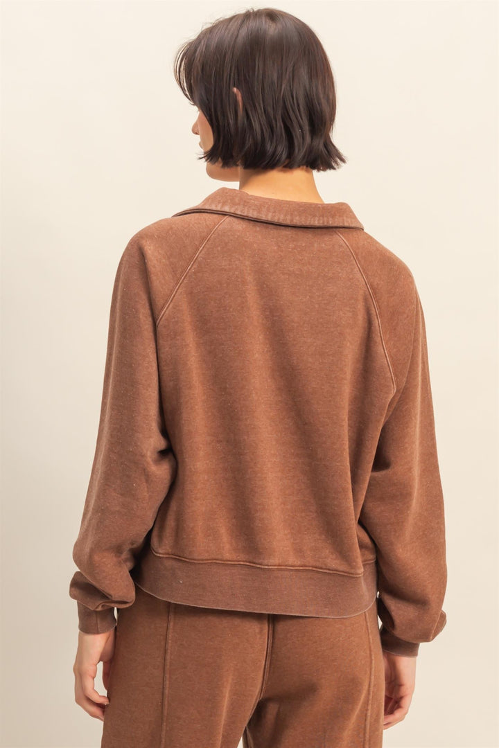 Collared V-Neck Set