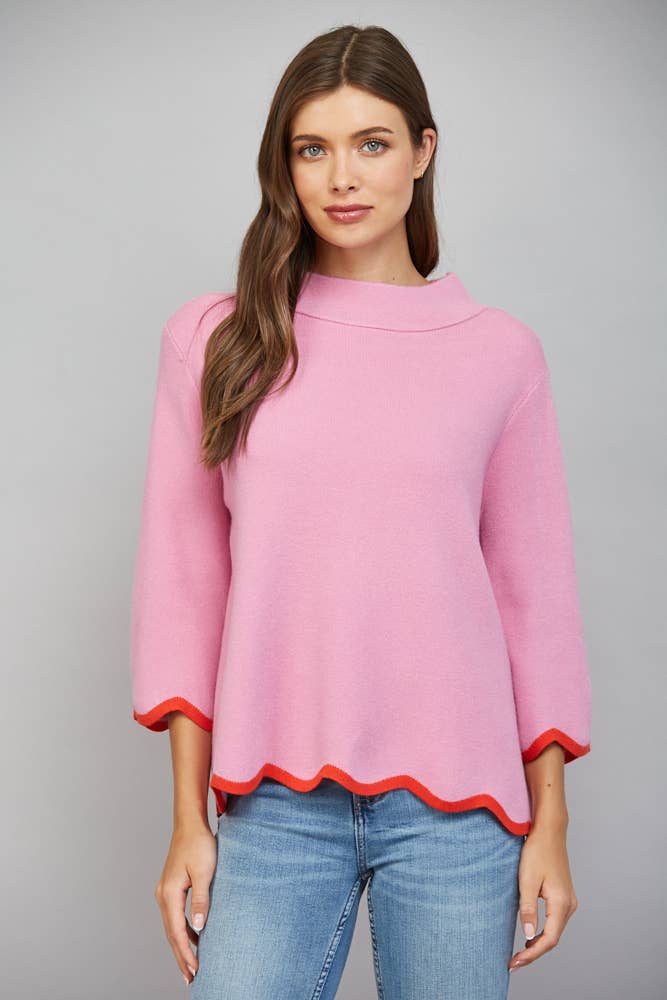 Carys Sweater in dusty orchid/tomato — view 1