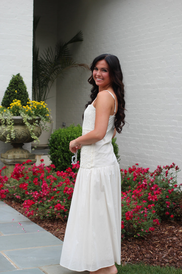 Embroidery and Lace Midi Dress