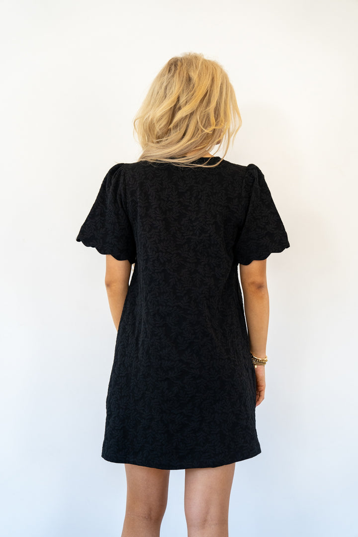Embossed Scalloped Mini Dress