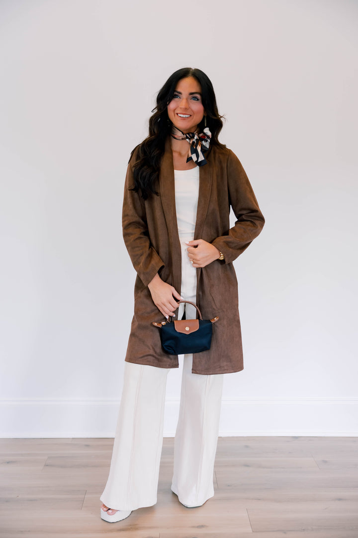 Briar Faux Suede Cardigan Coat