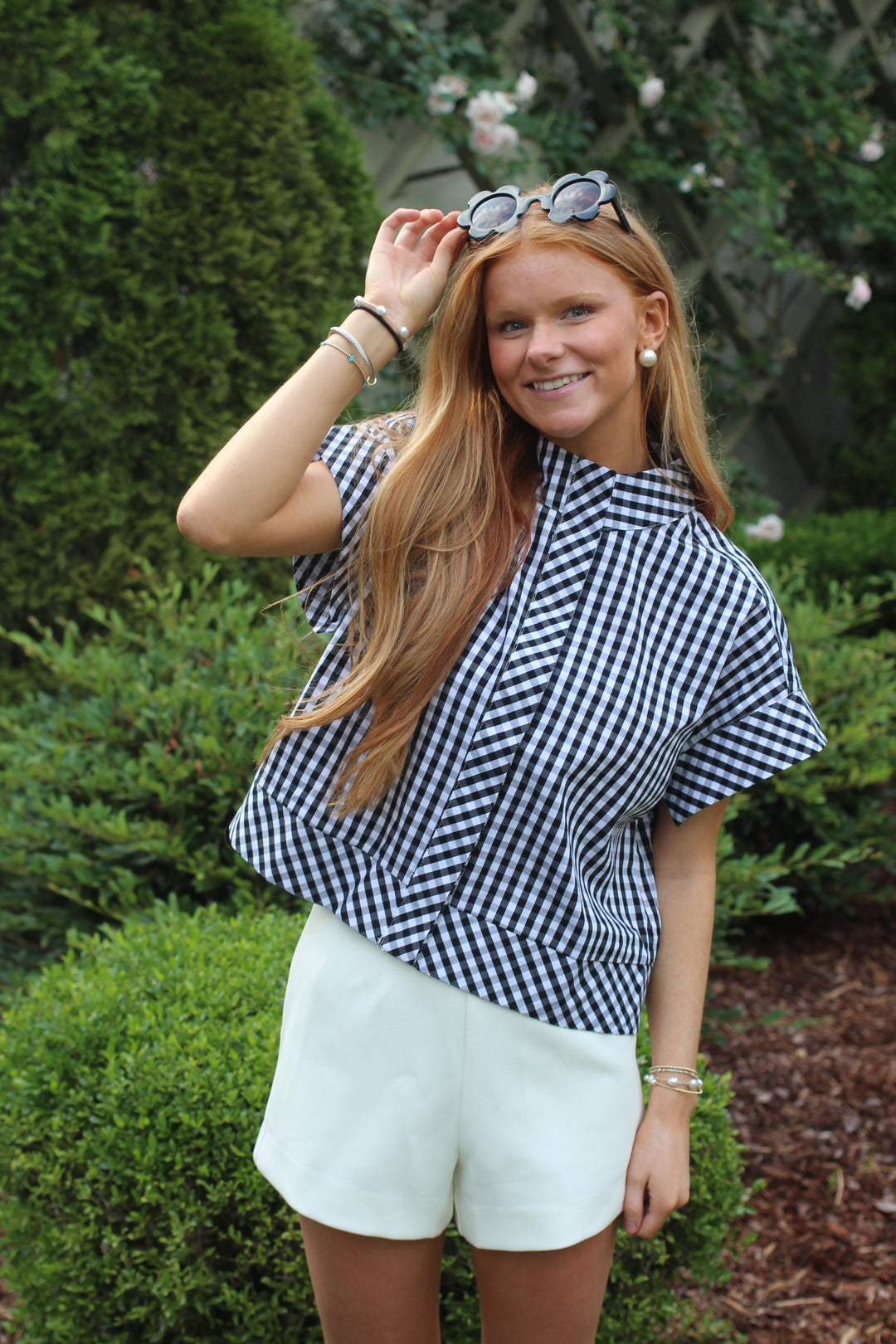 Gingham Snap Top
