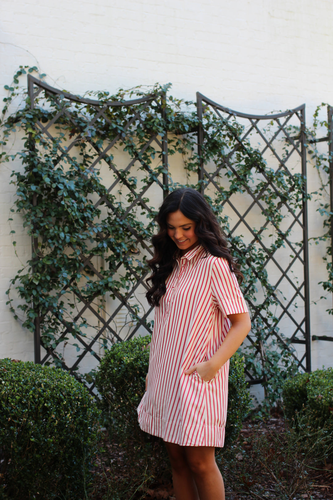 Red Harbor Striped Shirt Dress