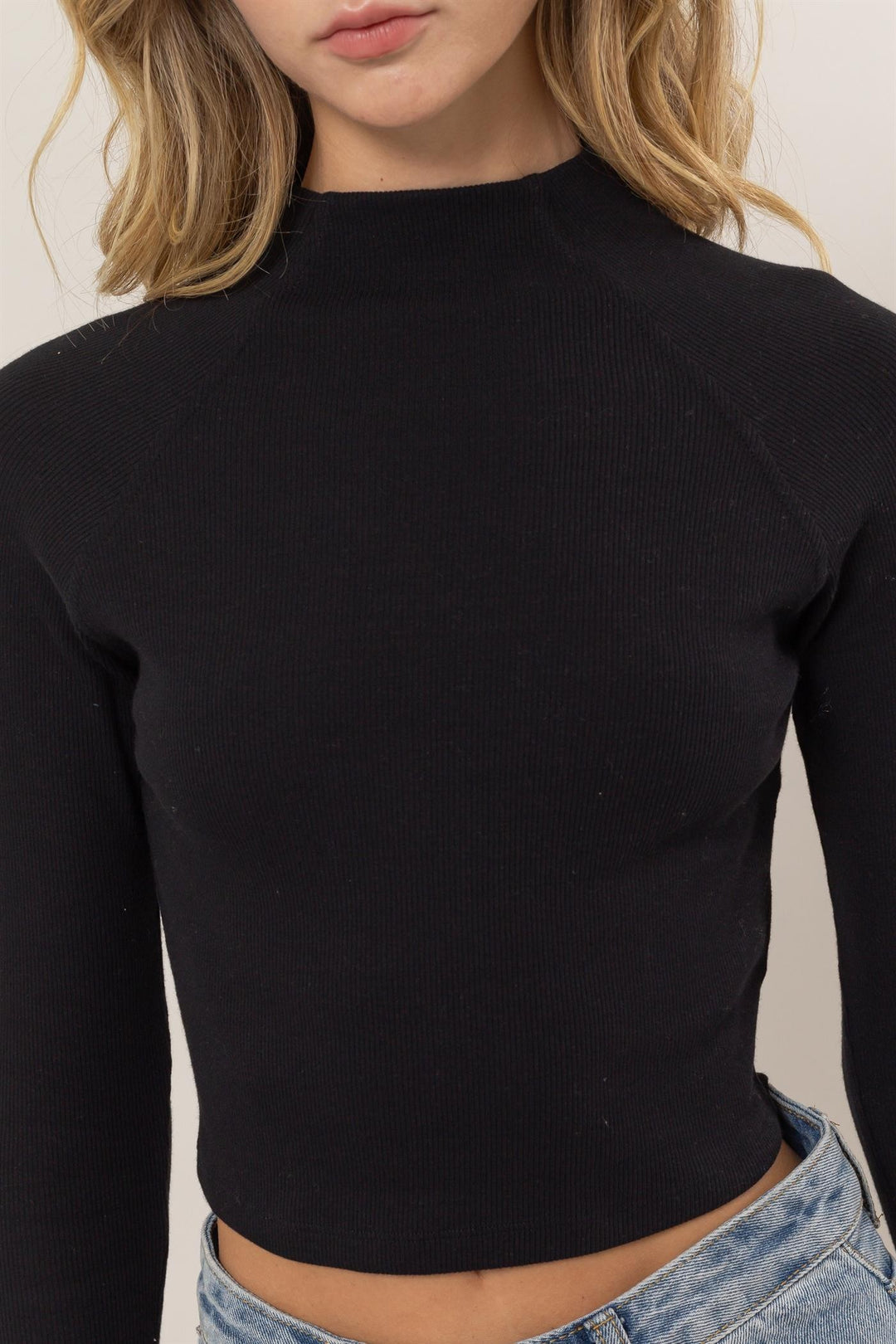 Cropped Mock Neck Turtleneck