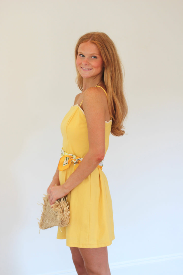 Lemon Scallop Mini Dress