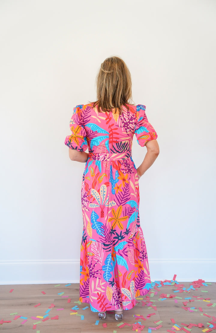 Pink Palms Maxi Dress