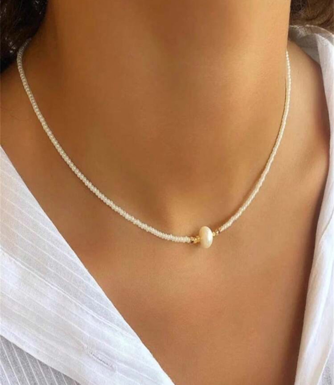 Dainty Beaded Pearl Necklaces