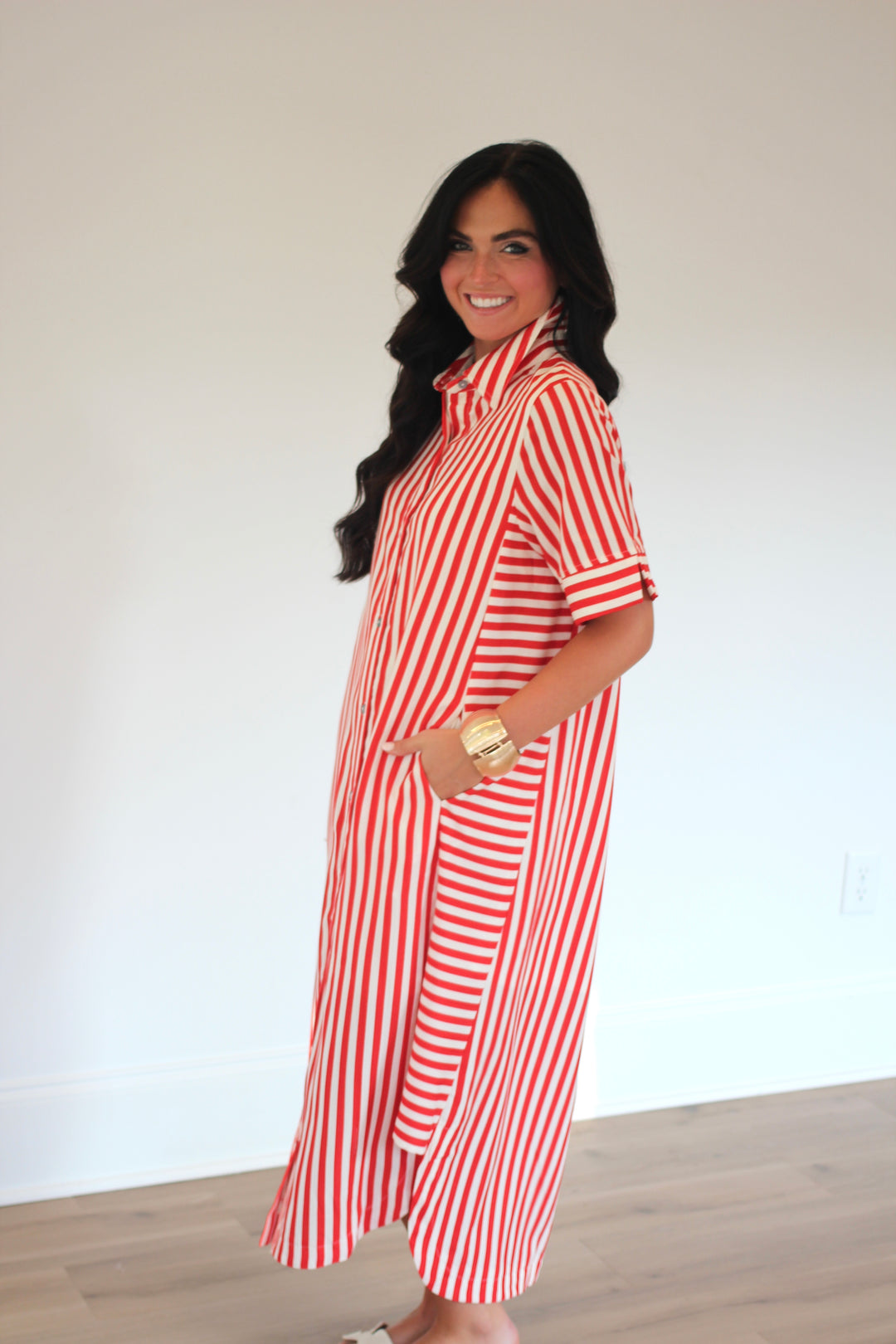 Magnolia Stripe Midi Dress