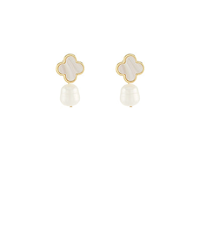 Clover Pearl Drop Earring