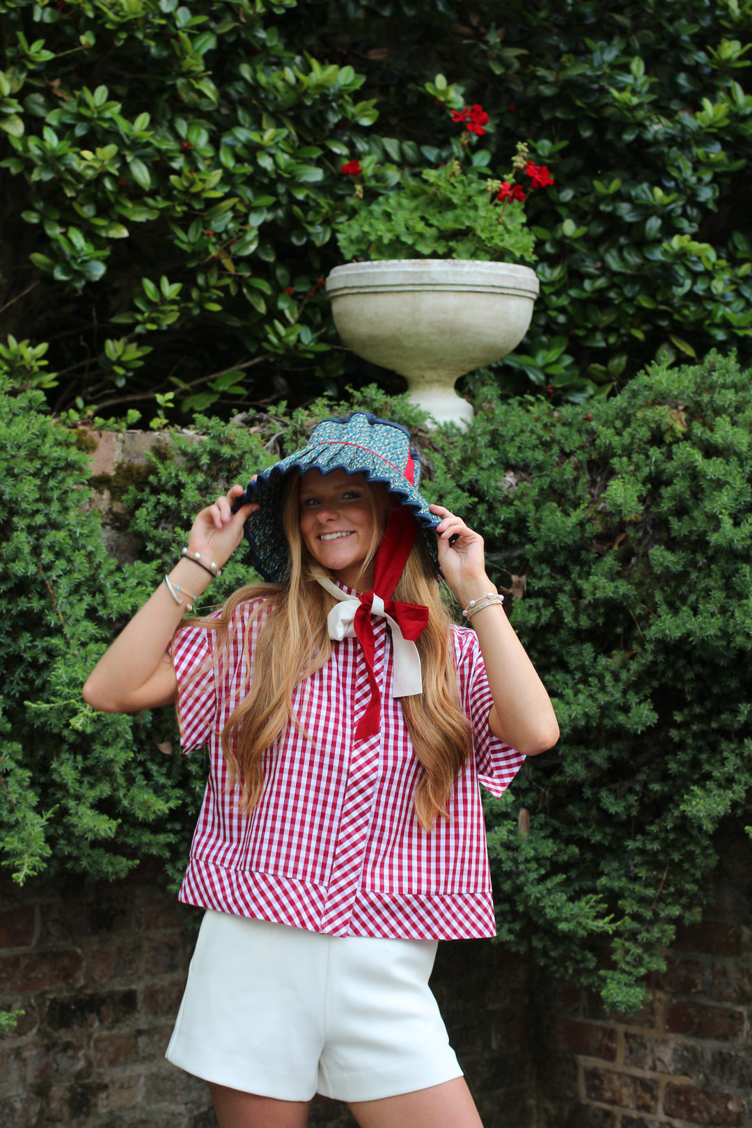 Gingham Snap Top