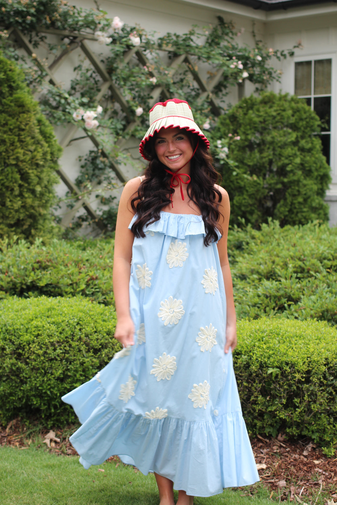 Embroidered Flower Flowy Maxi Dress