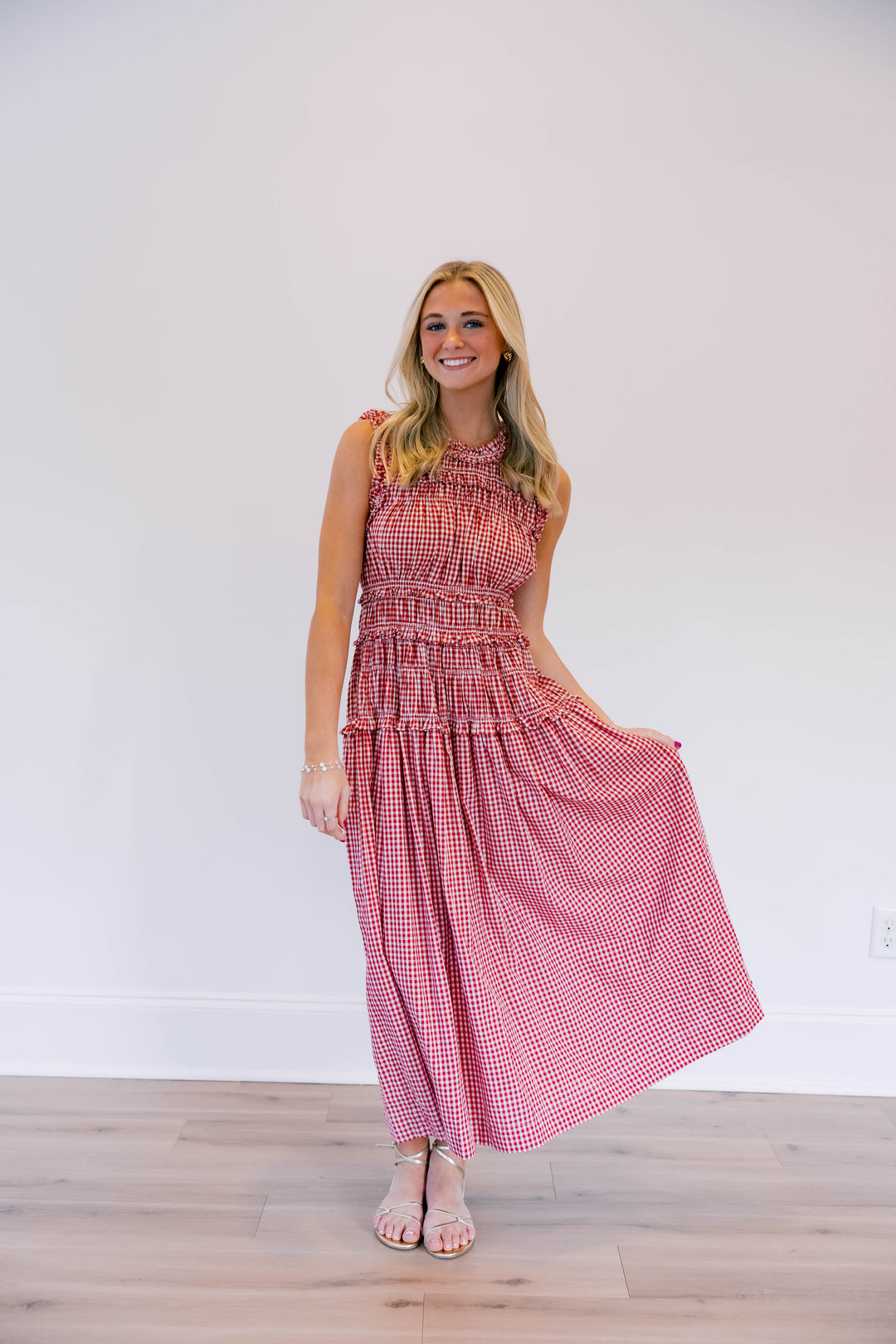 Red Gingham Drop Waist Dress