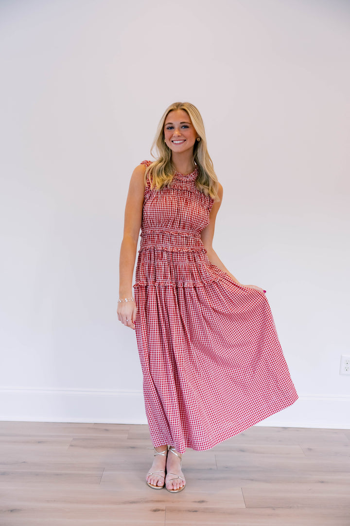 Red Gingham Drop Waist Dress
