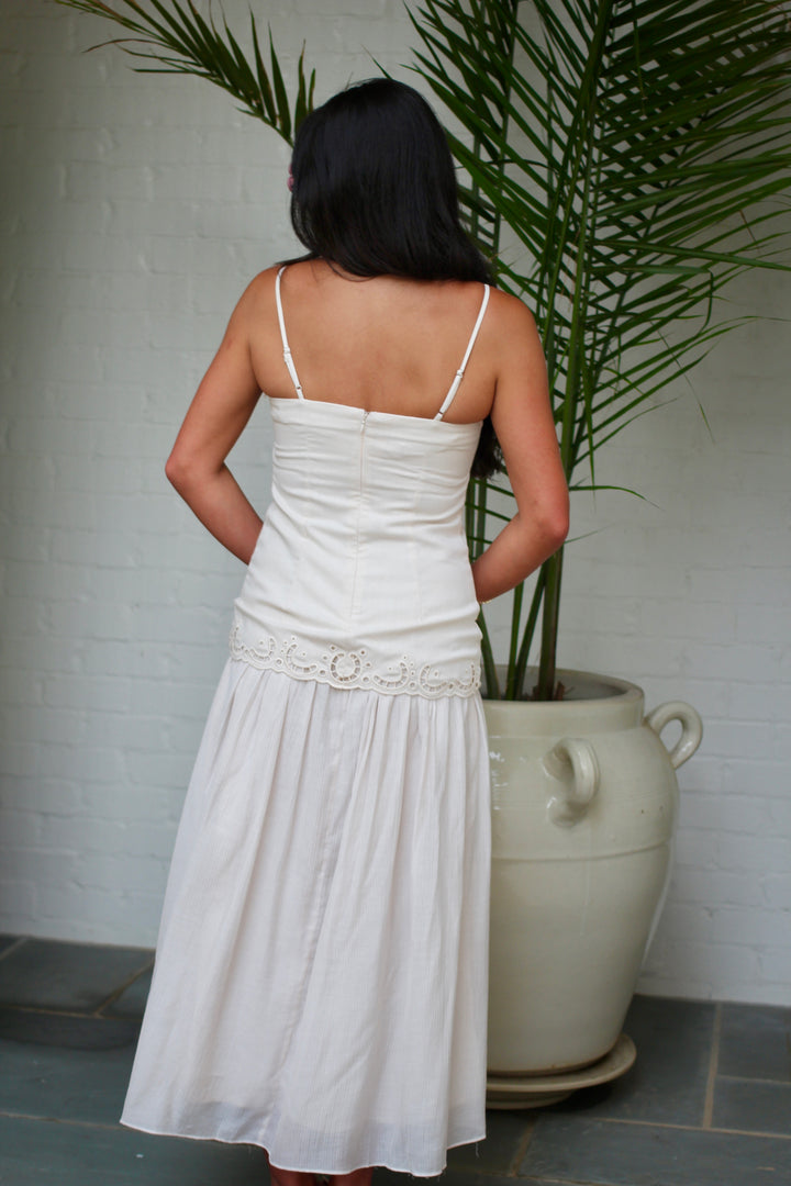 Eyelet Drop Waist Maxi Dress