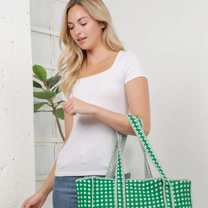 Quilted Checkered Tote