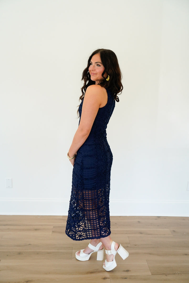 Textured Sleeveless Maxi Dress