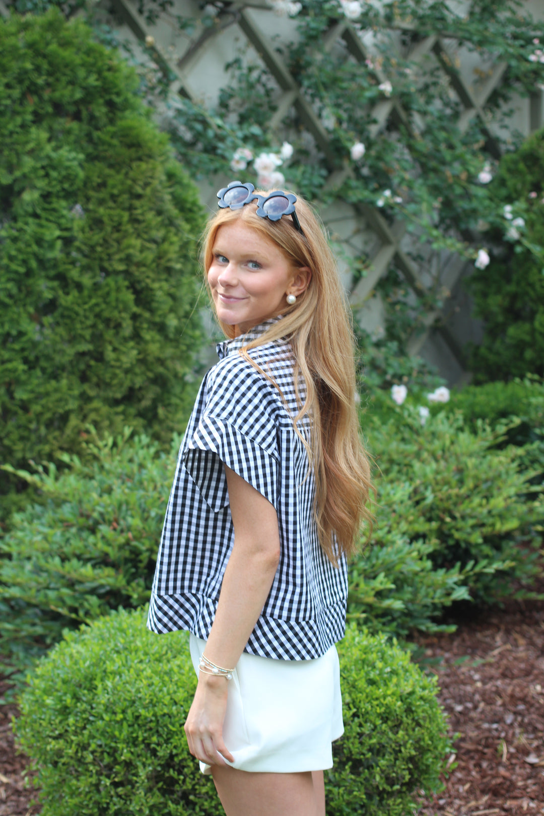 Gingham Snap Top