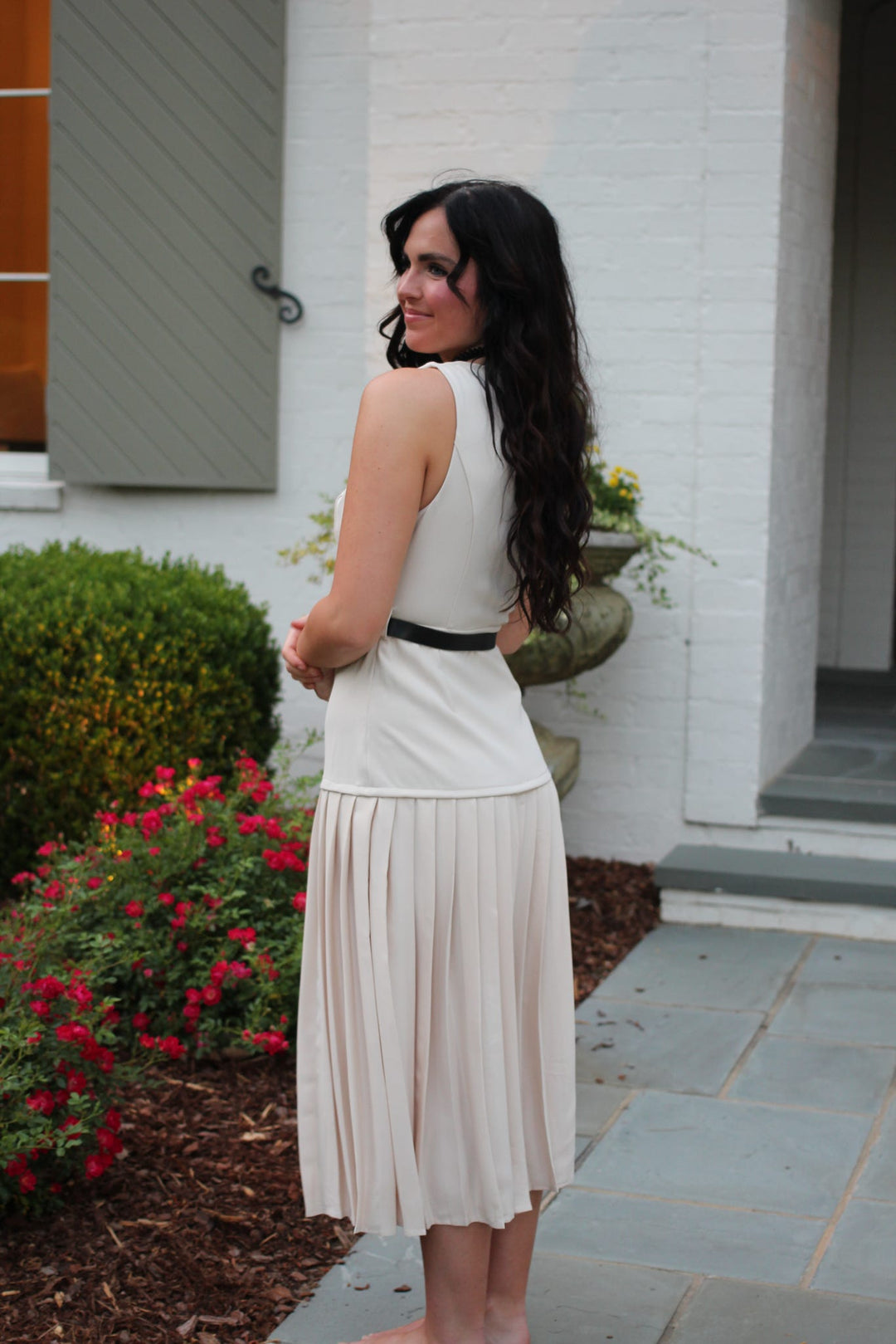 Corporate Girl Drop Waist Midi Dress