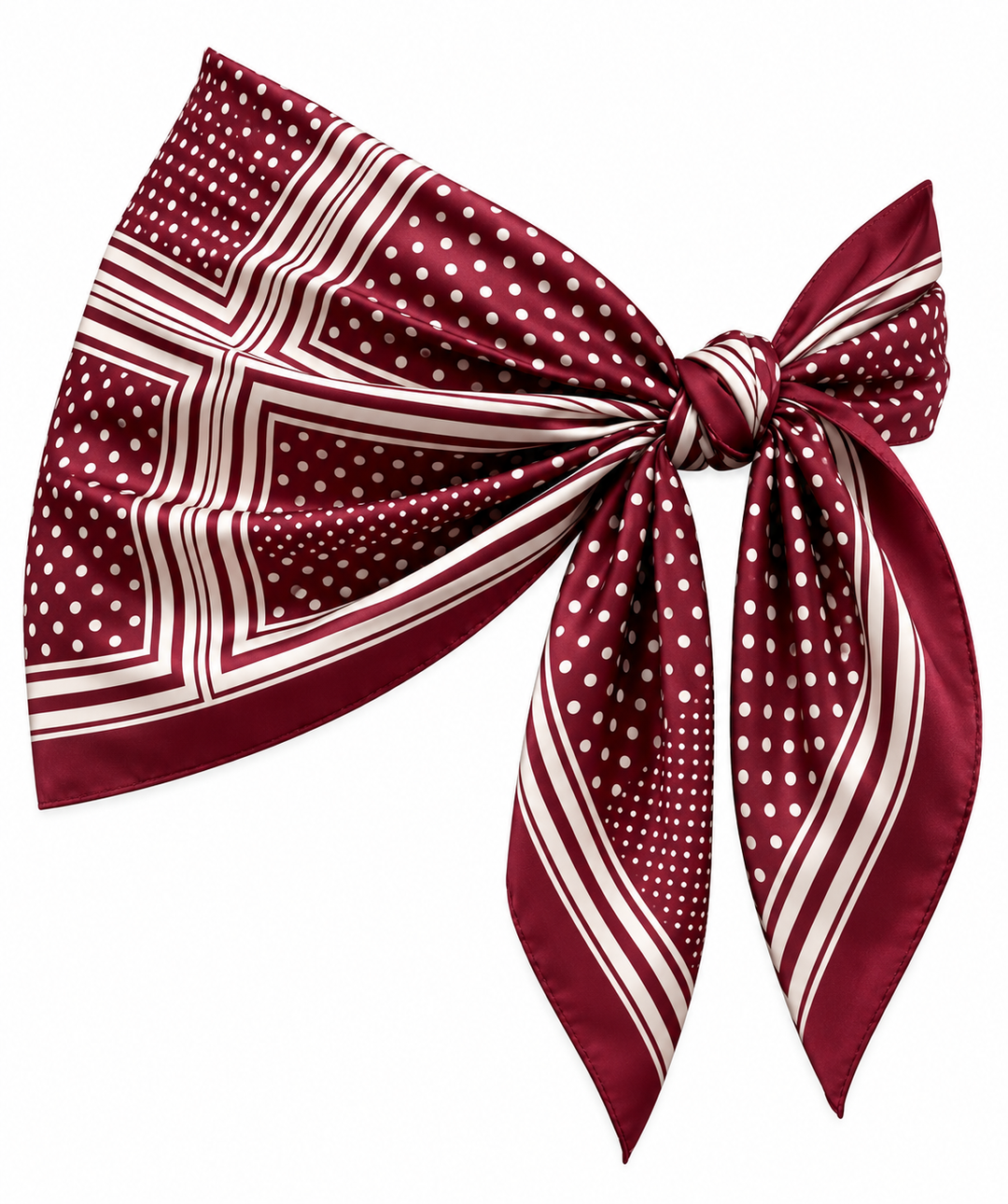 Crimson Polka Dot and Stripes Scarf