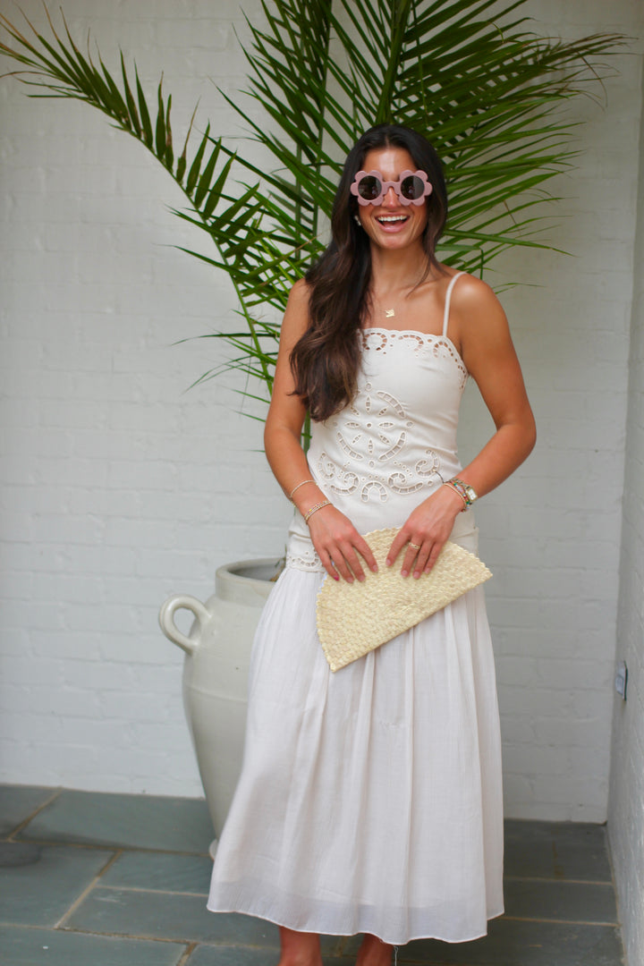 Eyelet Drop Waist Maxi Dress