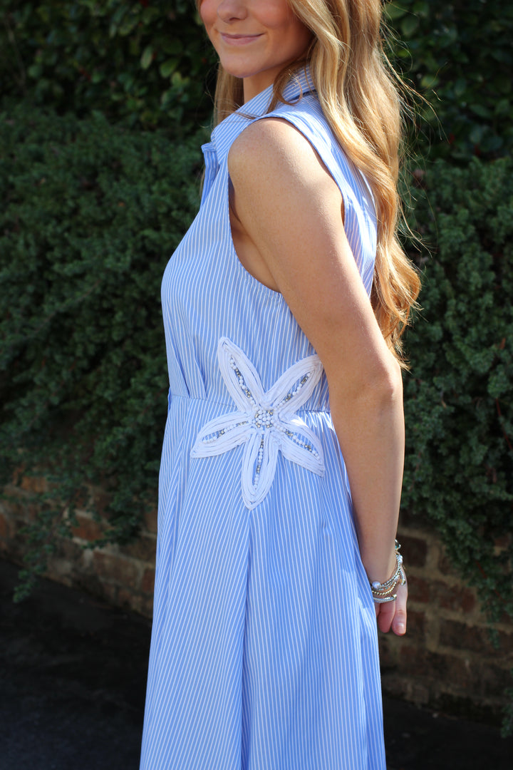 Flower Applique Midi Dress