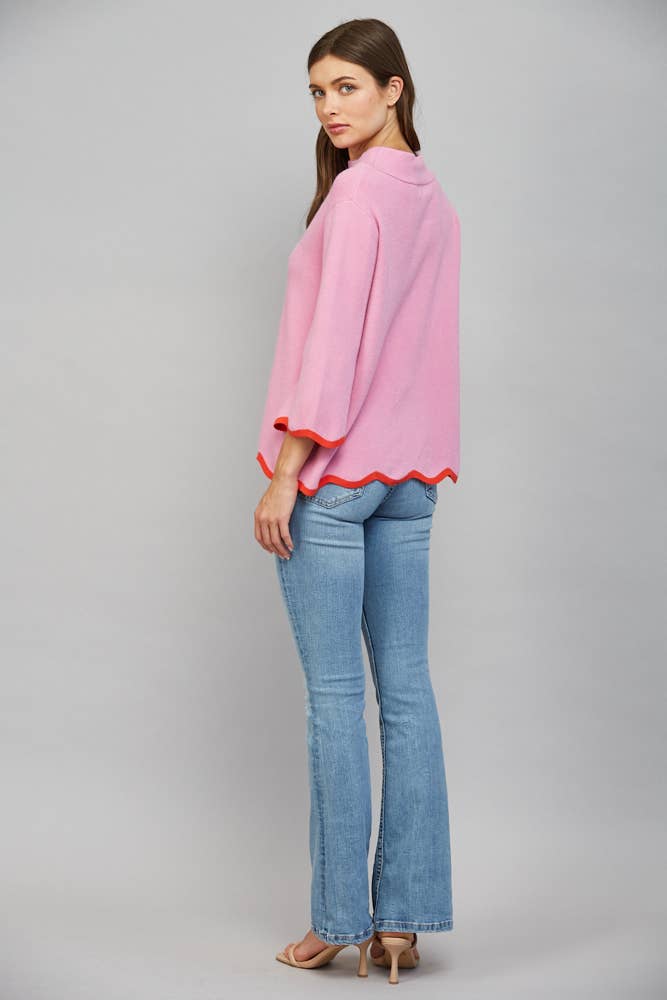 Carys Sweater in dusty orchid/tomato — view 8