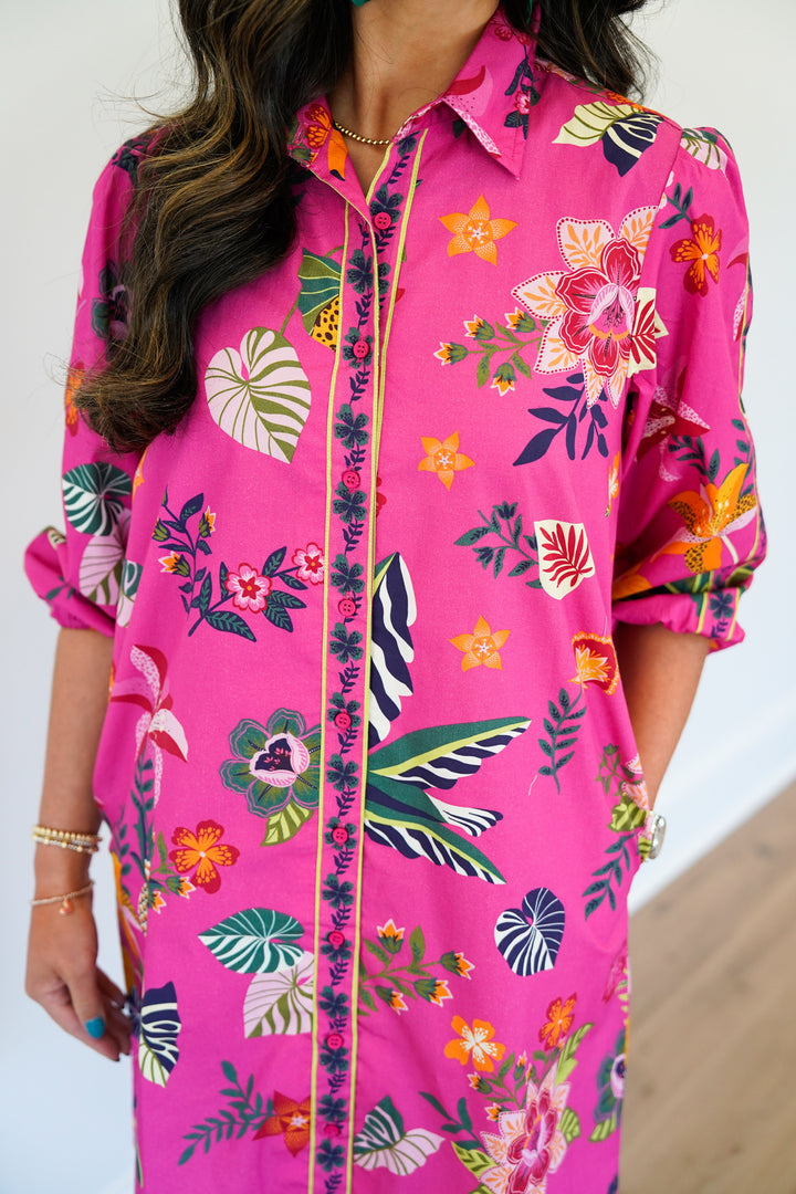 Raspberry Bloom Mini Dress