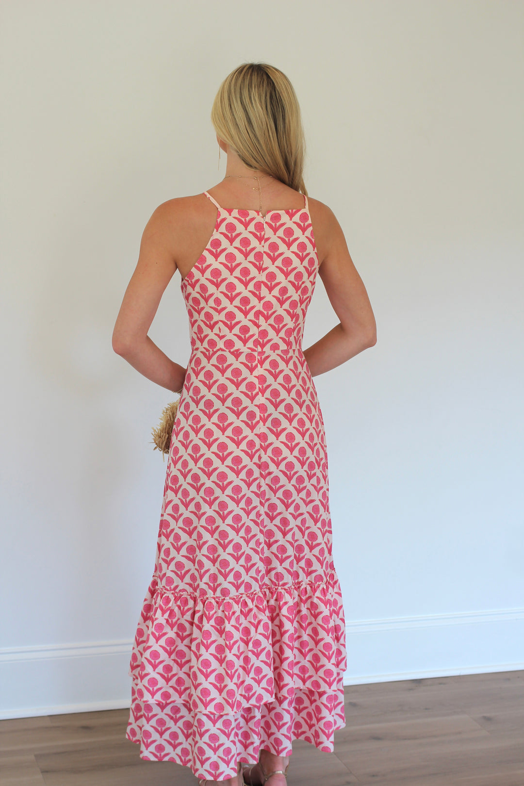 Floral High Neck Tiered Maxi