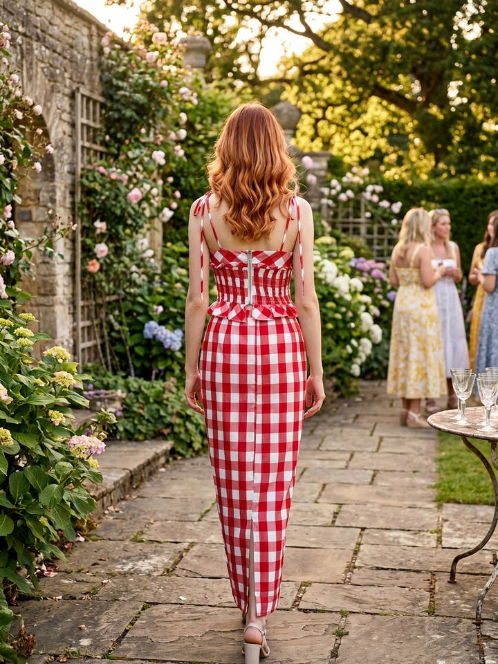 30A Gingham Set - red/white