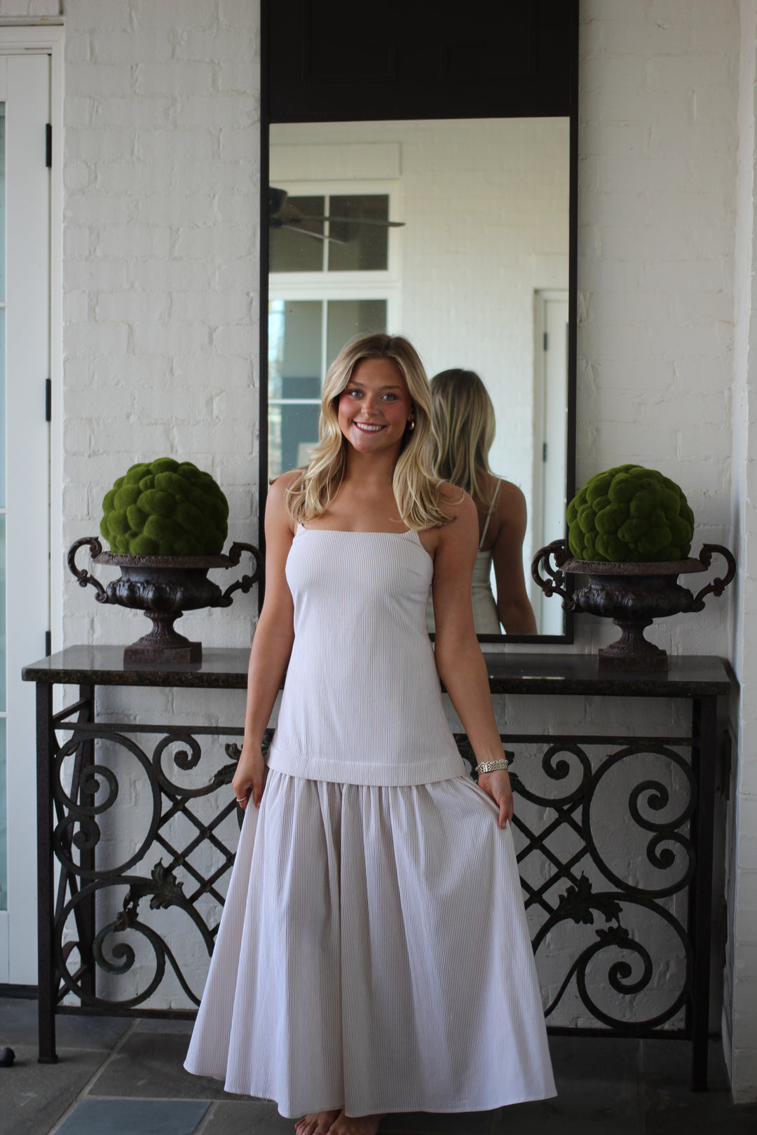 Daria Drop Waist Dress | Cream Cotton Maxi Large Daria Drop Waist Dress | Cream Cotton Maxi Large