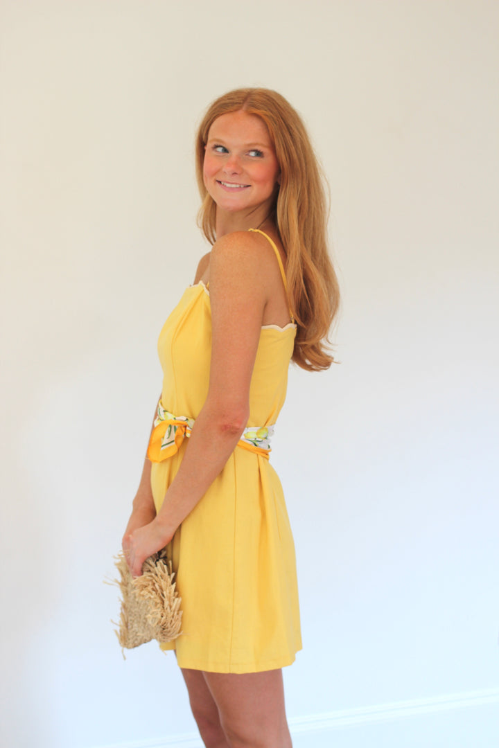 Lemon Scallop Mini Dress
