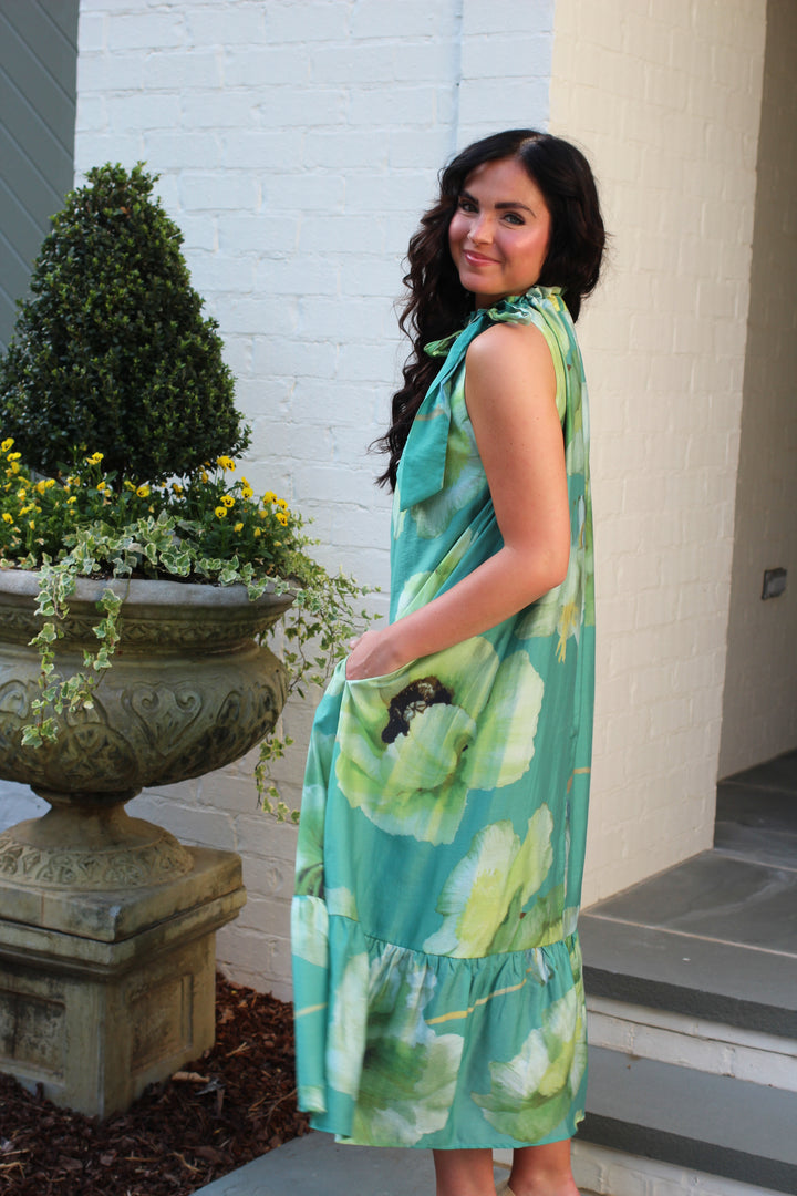 Floral Breeze High Neck Dress
