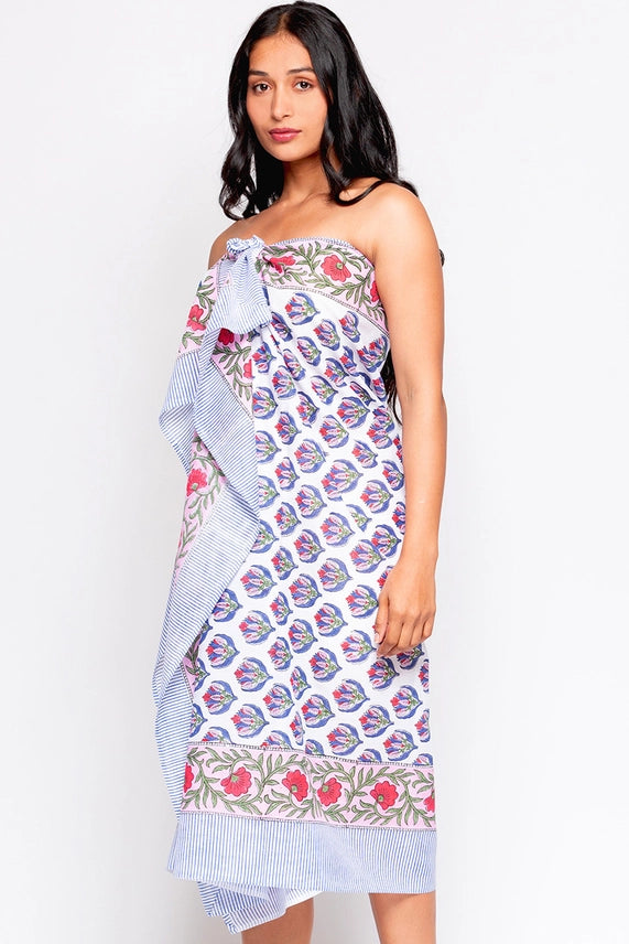 Sanuda Sarong Navy And Fuchsia