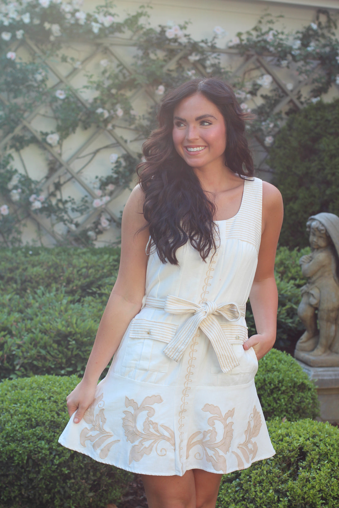 Embroidered Sleeveless Mini Dress