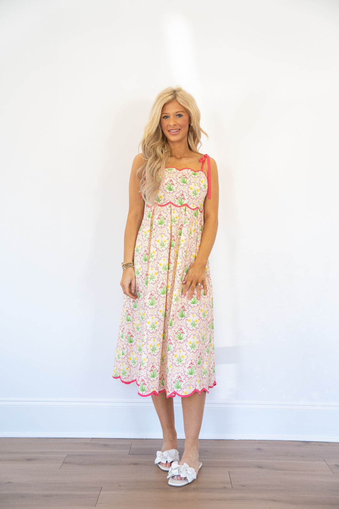 Scalloped Pink Floral Sundress