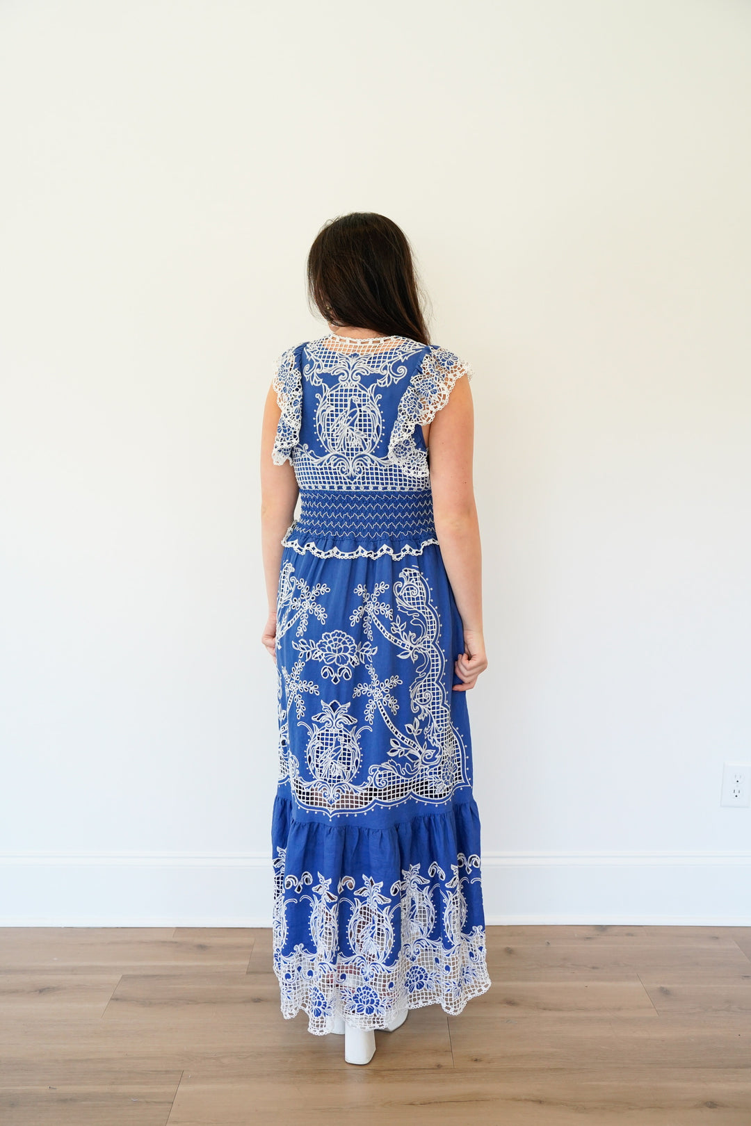 Blue Romantic Richelieu Maxi Dress
