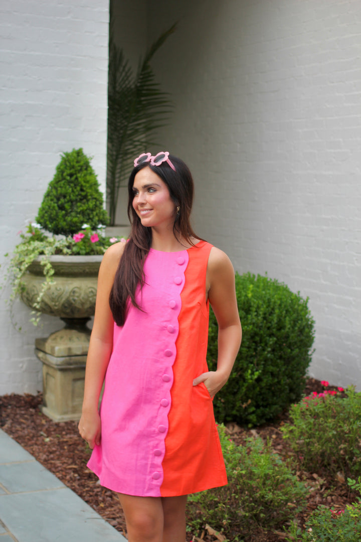 Scalloped Color Block Dress