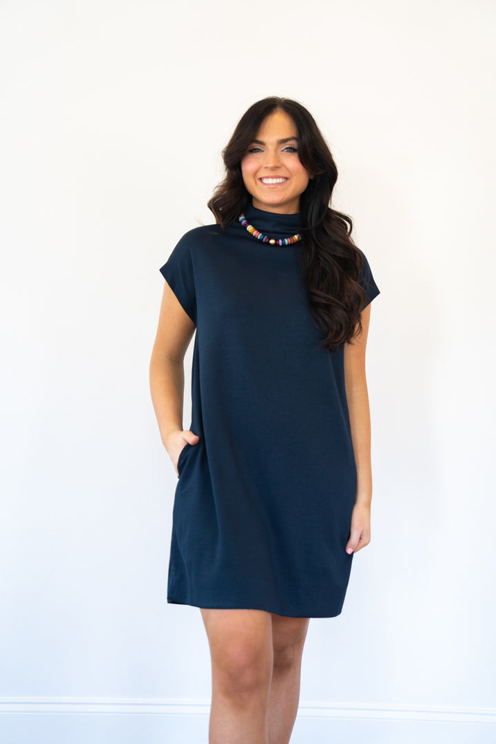 Mock Neck Throw On And Go Dress