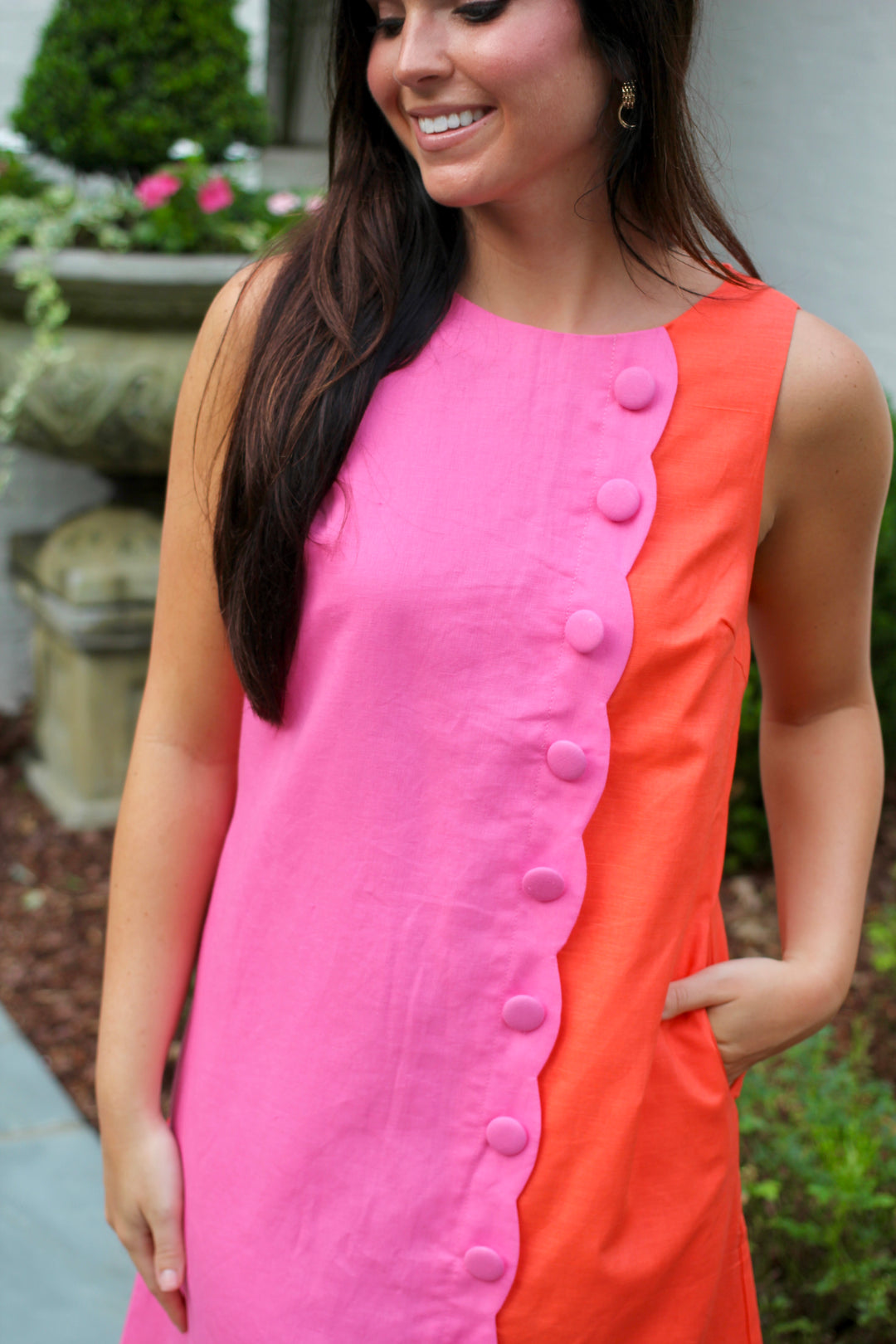 Scalloped Color Block Dress