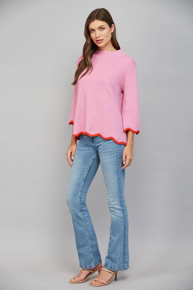 Carys Sweater in dusty orchid/tomato — view 7